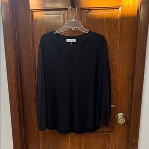 Kasper Classic Black V-Neck Blouse